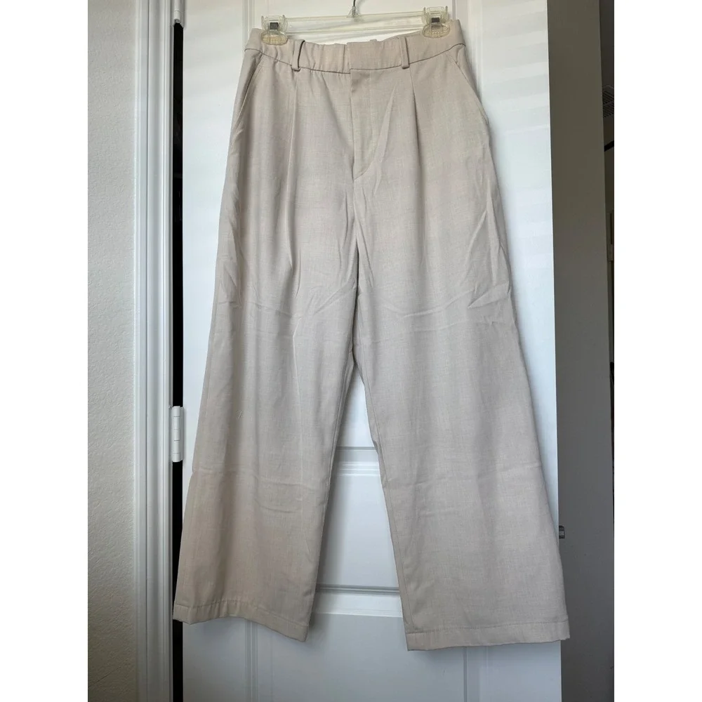 Uniqlo Women's Wide Leg Dress Pants Black Beige Office Formal Boss Trousers S